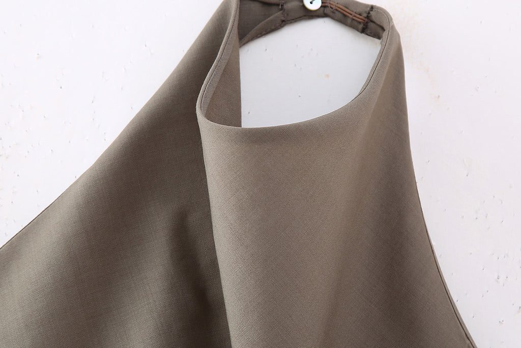 Autumn Women's Wool Hanging Collar Top And Trousers Suit