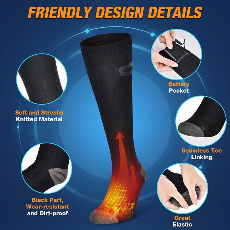 Outdoor Sports Battery Type Temperature Controlled Long Tube Heating Socks