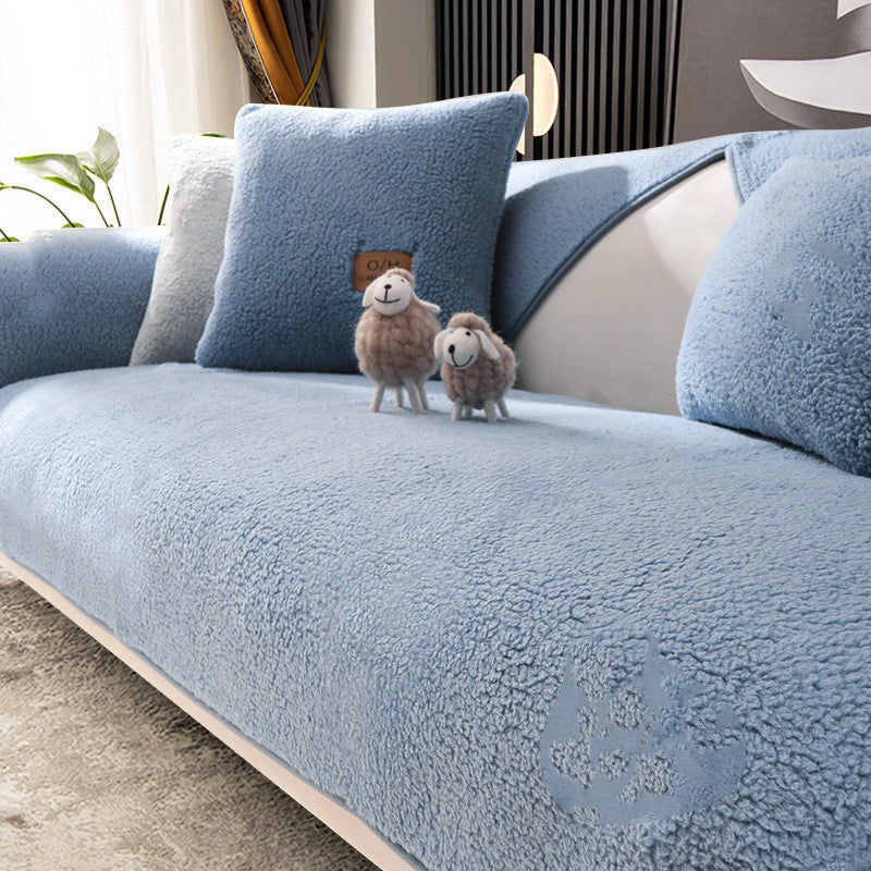 Non-slip Solid Color Simple Lambswool Sofa Cushion