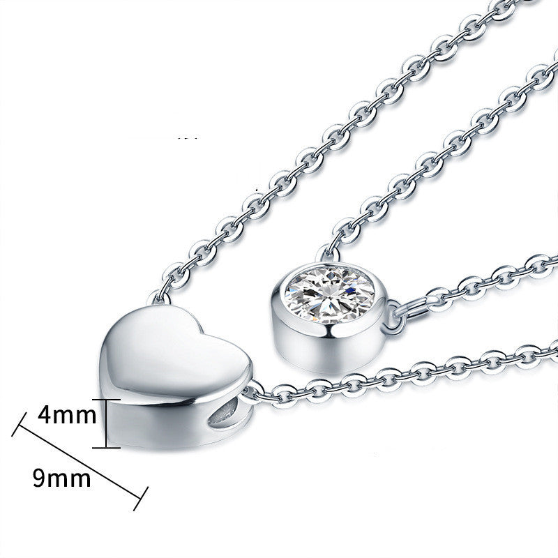 Women's Loving Heart Zircon Multi-layer Twin Necklace