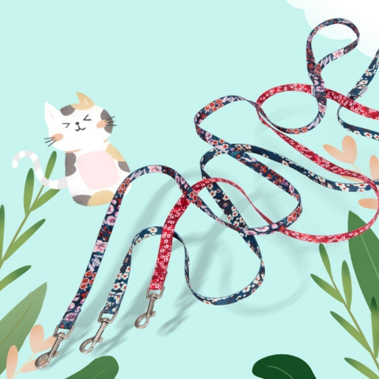 Pet Cat And Dog Floral Hand Holding Rope Pull-resistant