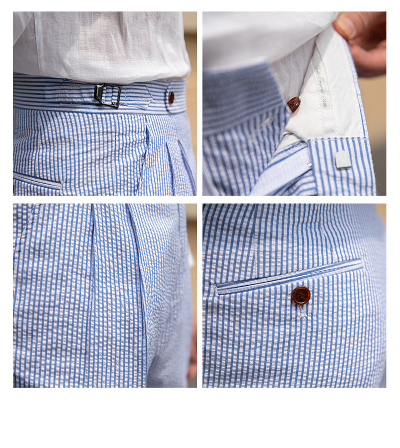 Striped Seersucker Shorts Casual Thin Breathable