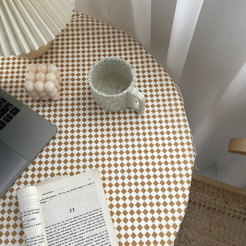 Yellow Checkered Contrast Color Tablecloth
