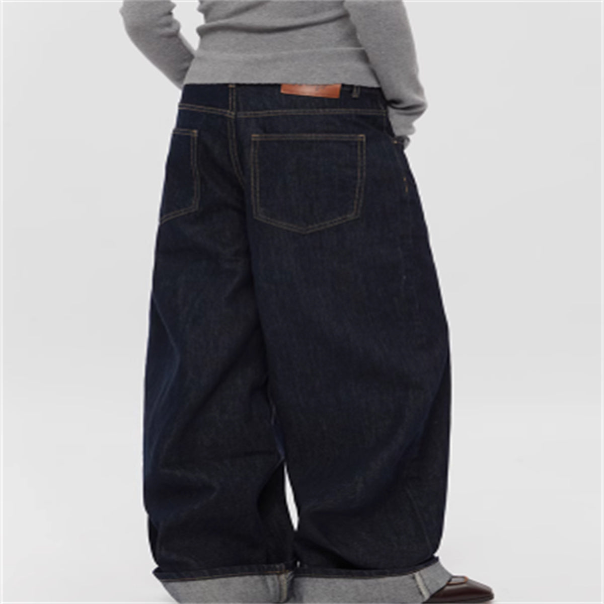 Spring And Autumn Straight Simple Retro Loose Wide-leg Jeans