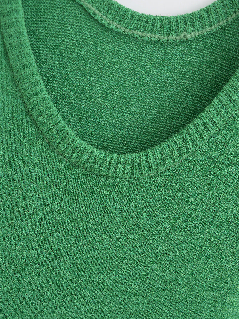 Solid Color Hem Tassel Knitted Sling Dress