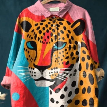 Loose Printed Crew Neck Casual Plus Size Women's T-shirt Shirt