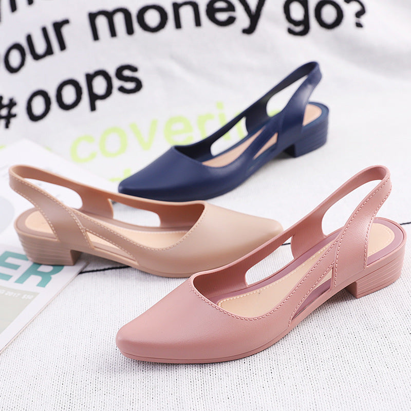 Fashion Casual Sandals Women's Low-cut Plastic Flat Sandals