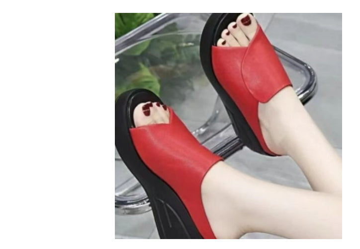 New Real Soft Leather Wedge Sandals Women's Summer