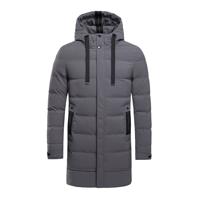 Winter New Men's Hooded Mid-length Down Cotton-padded Jacket