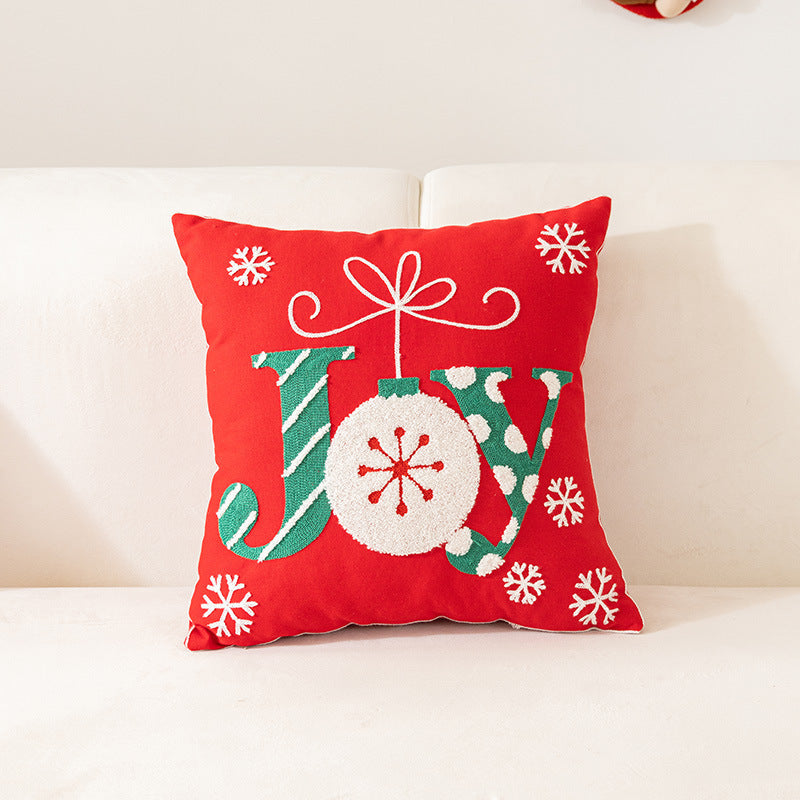 Christmas Towel Embroidery Pillow Cover Holiday Home Decoration