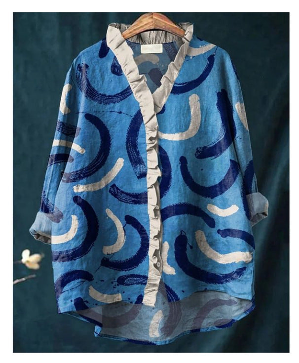 Loose Print Crew Neck Casual Plus Size Women's T-shirt