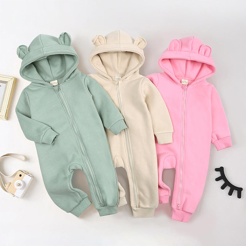 Baby Fashion Simple Solid Color Thick Jumpsuit