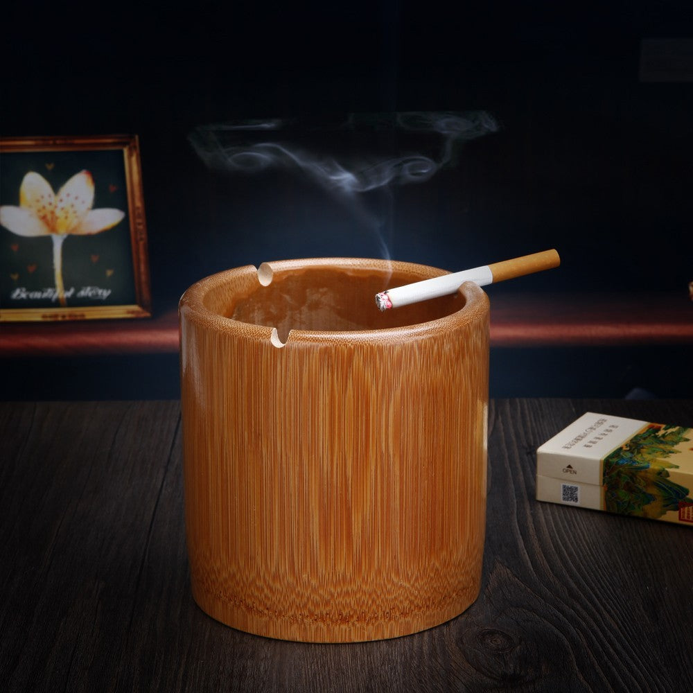 Windproof Ashtray Extra Large Bamboo With Lid