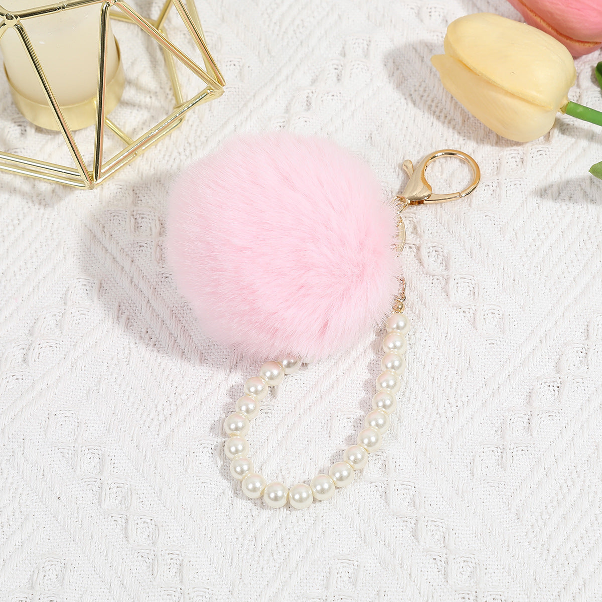 Cute Pearl Fuzzy Ball Pendant Bag Decorative Keychain