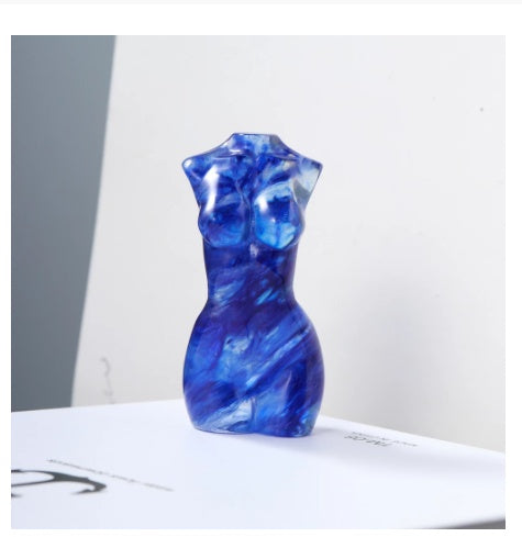 Blue Smelted Crystal Nude Torso Sculpture Ornaments