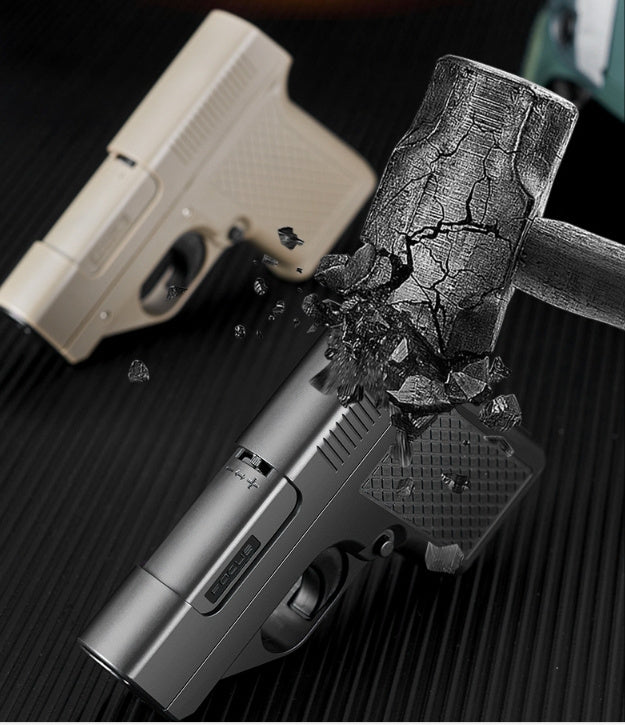 Focus One-click Trigger Linkage Decompression Toy Direct Punching Windproof Thick And Fine Smoke Pistol Lighter