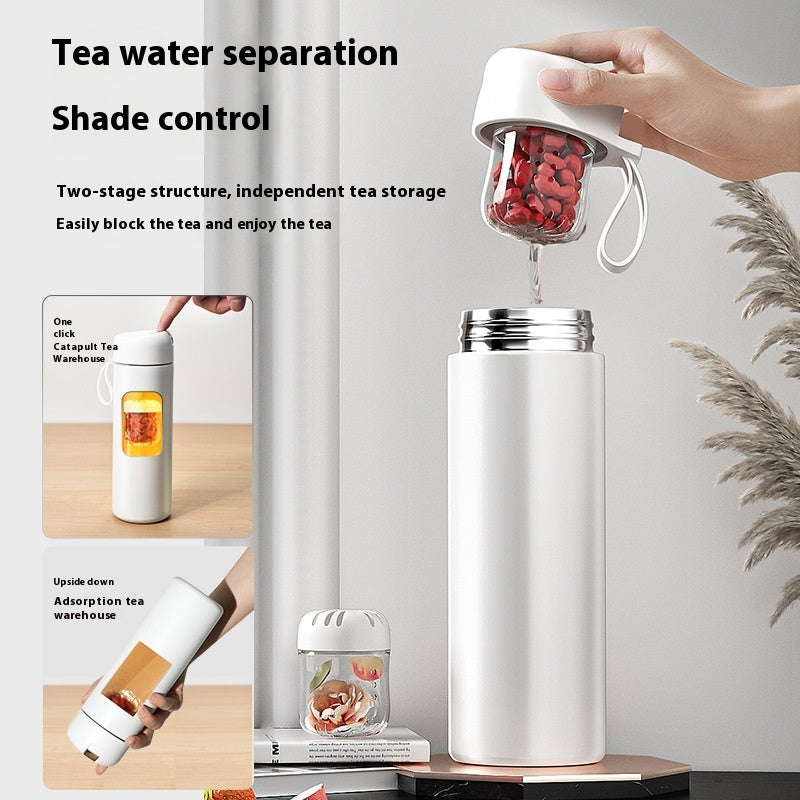 Light Press Magnetic Elastic Thermos Cup Tea Water Separation Stylish And Portable