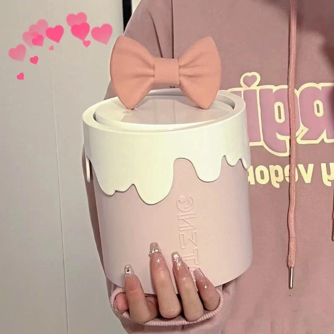 Ice Cream Rabbit Ears Bowknot Trash Can