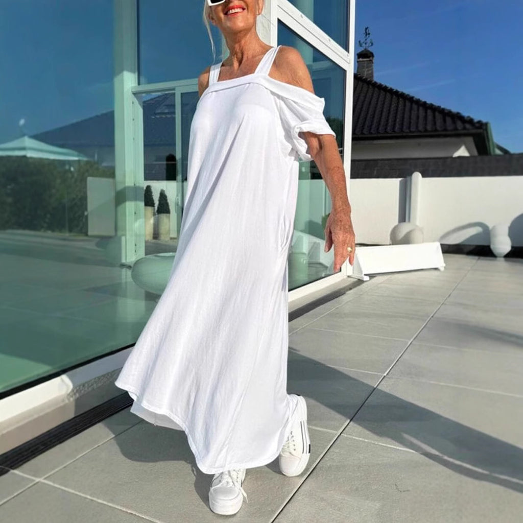 Women's Suspenders Loose Long Dress Cotton