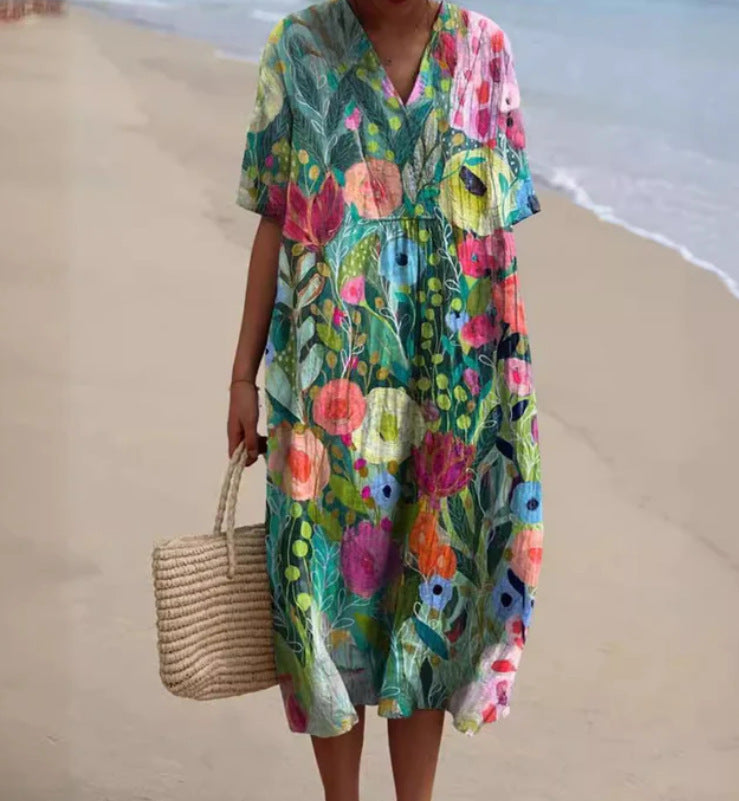 Casual Floral 3D Printing Women Dress