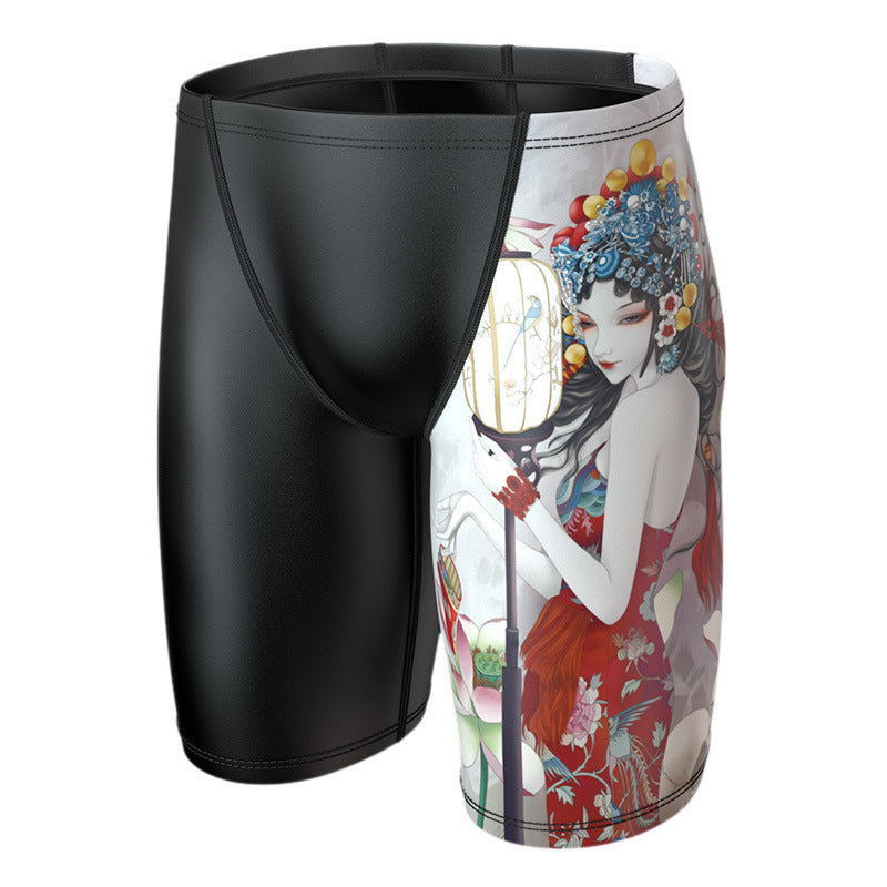 Men's Trendy Warm Five Point Professional Swimsuit