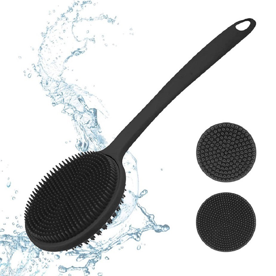 Silicone Back Massage Bath Brush Suitable For Shower Washcloth Belt Long Handle Double-sided