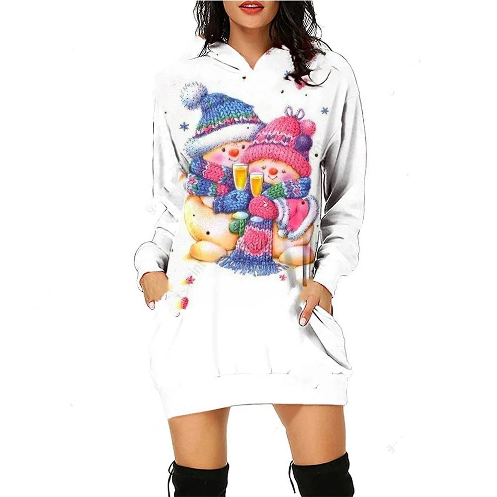 Santa Claus Pullover Hooded Sweater Dress