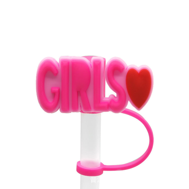 Straw Mouthpiece Silicone Dust Plug Decorative Buckle Clip Personalized Letter Label