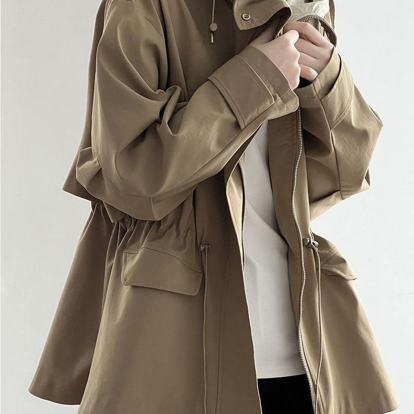 British Style Hooded Trench Coat Coat Women's Autumn Small