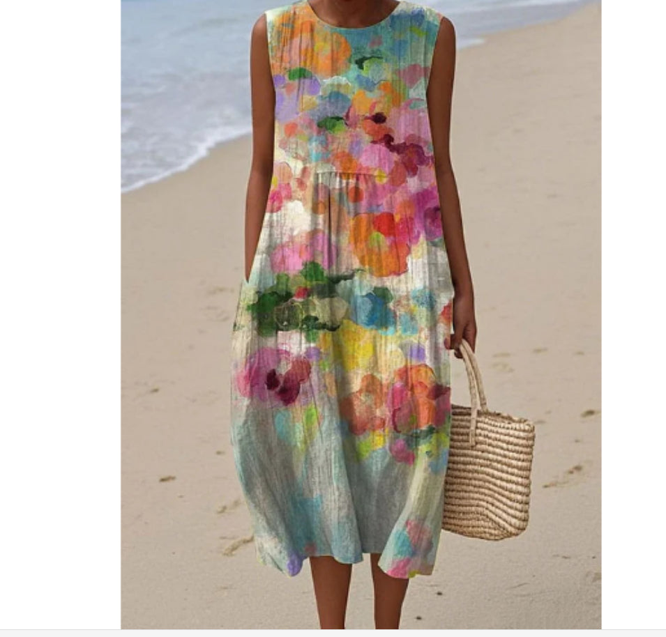 Slim-fit Printed Long Dress 3D Printed Women's