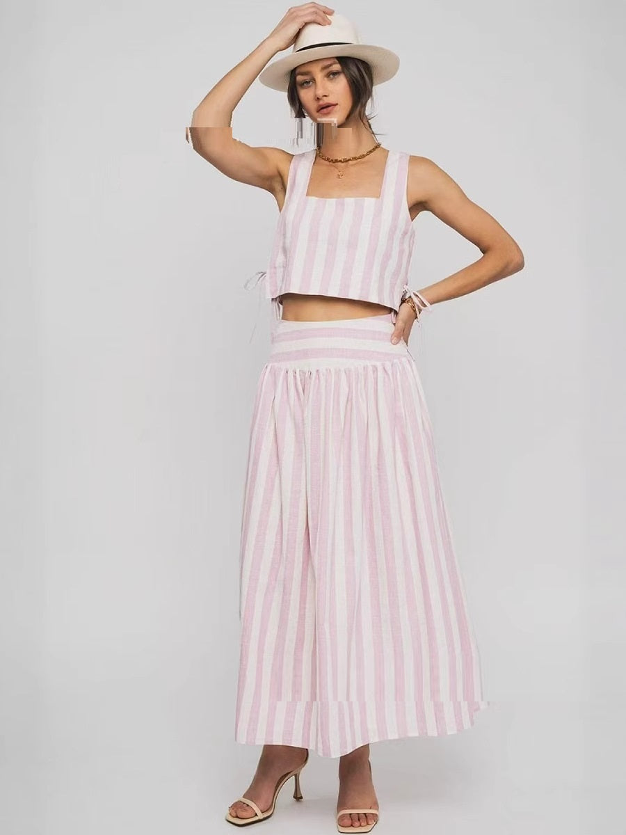 Women's Vacation Style Swing Skirt Mid-length Umbrella Skirt Suit