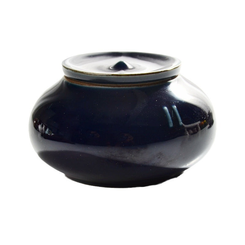Round Retro Face Powder Sealed Ceramic Tea Pot