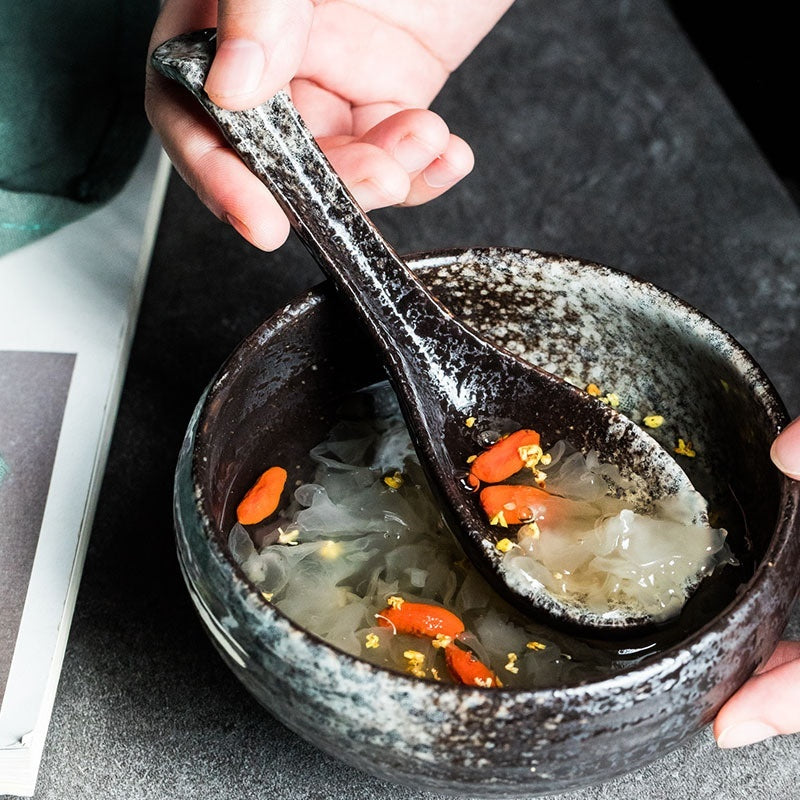 Japanese Angled Ceramic Household Restaurant Spoon