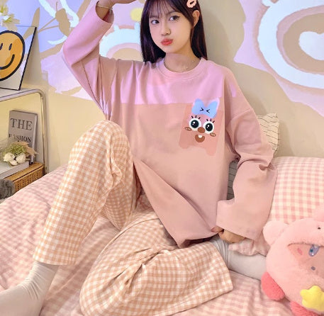 Women's Fashion Casual Printing Long-sleeved Trousers Homewear Suit