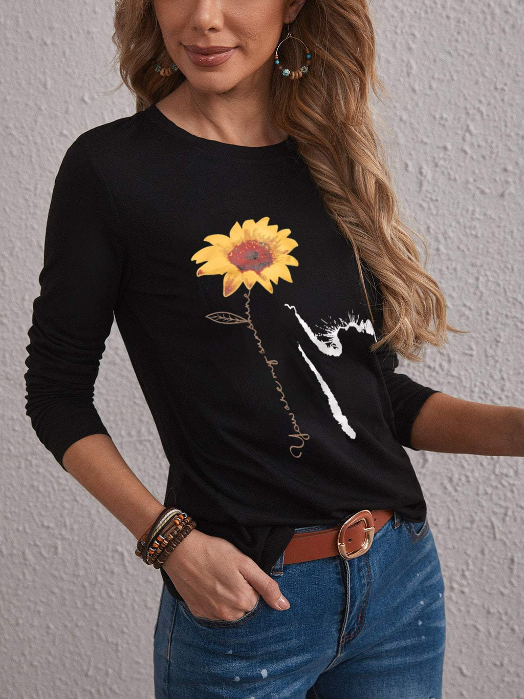 Sunflower And Slogan Graphic Tee You Are My Sunshine