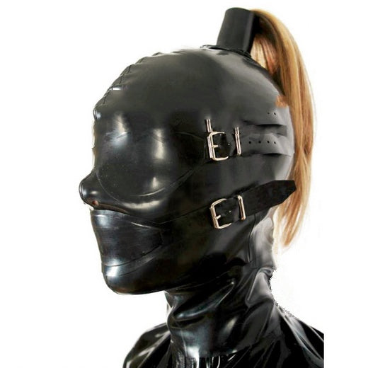 Natural Latex Headgear With Braids And Holes