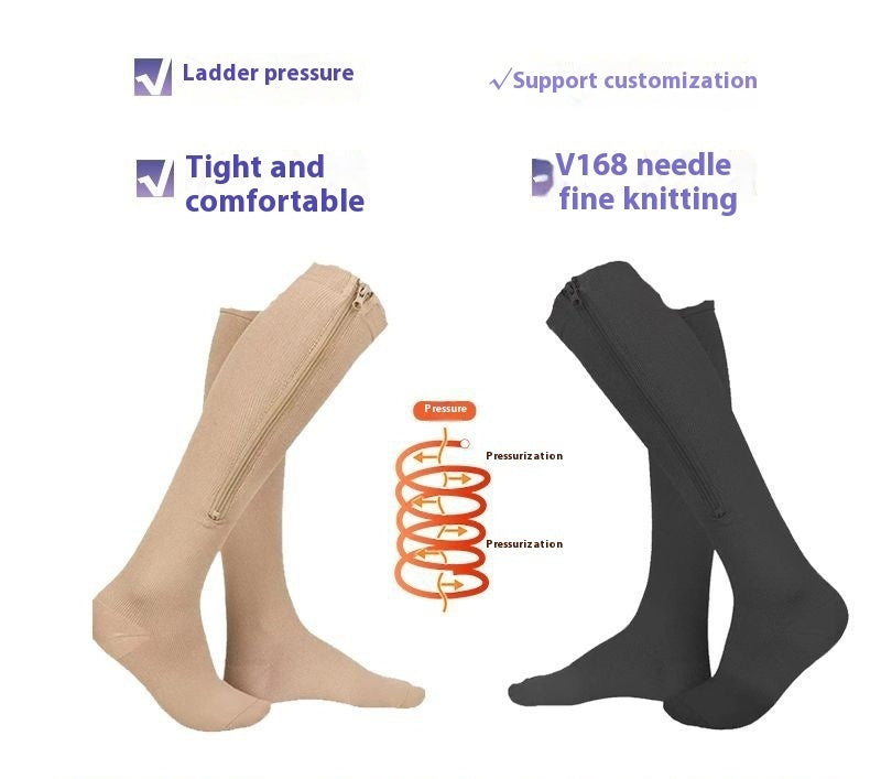 Simple Solid Color Bag Toe Zipper Pressure Socks