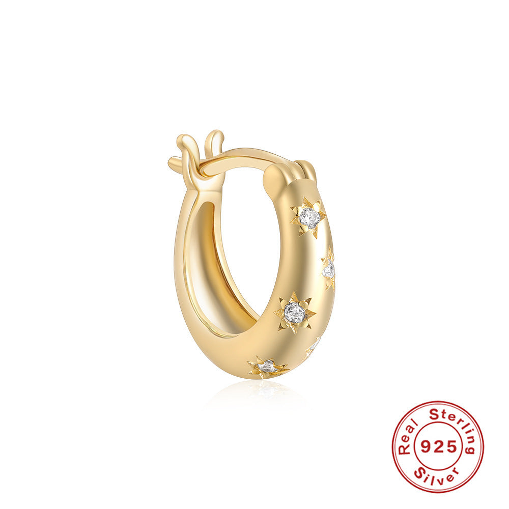 S925 Sterling Silver Diamond Five-pointed Star Ear Ring
