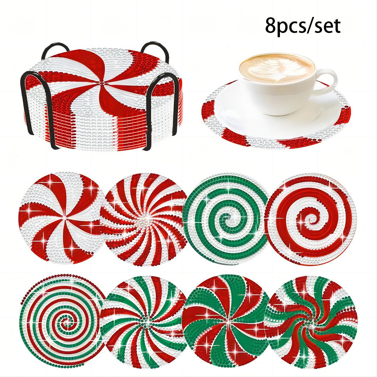 8-piece DIY Diamond Painting Coaster With Cup Holder