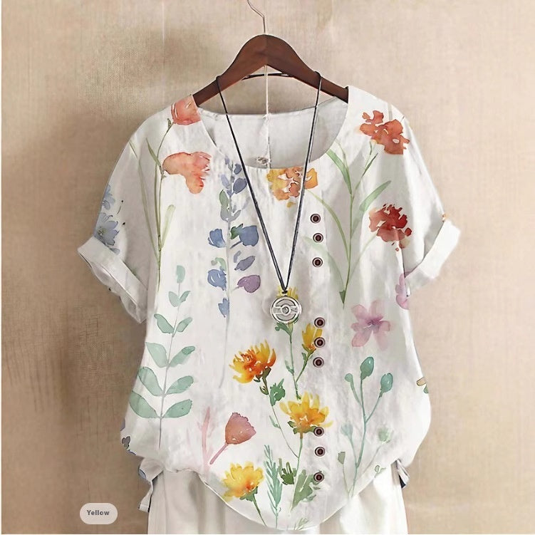 Digital Printed All-matching Women's Fashion T-shirt