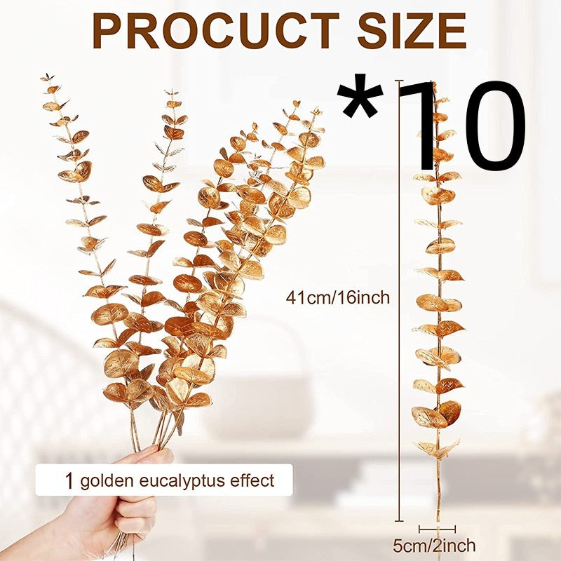 Golden Eucalyptus Eucalyptus Leaves Fake Leaf Stem Autumn Decorative Plant