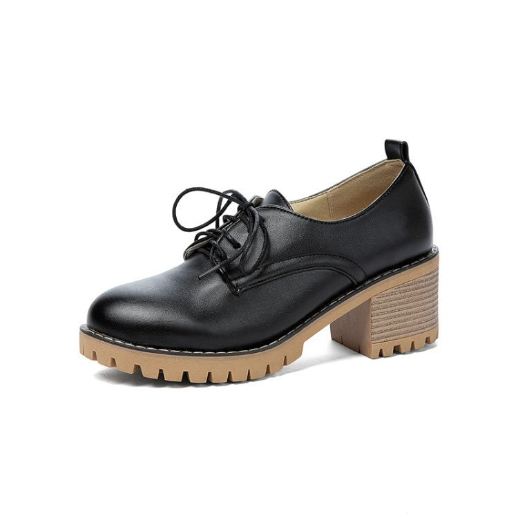 Lace-up Thick-heel Student Small Leather Shoes Women's Spring And Autumn Single Shoes