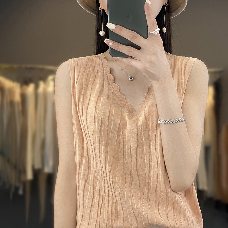 Women's V-neck Ice Silk Camisole Sleeveless Top