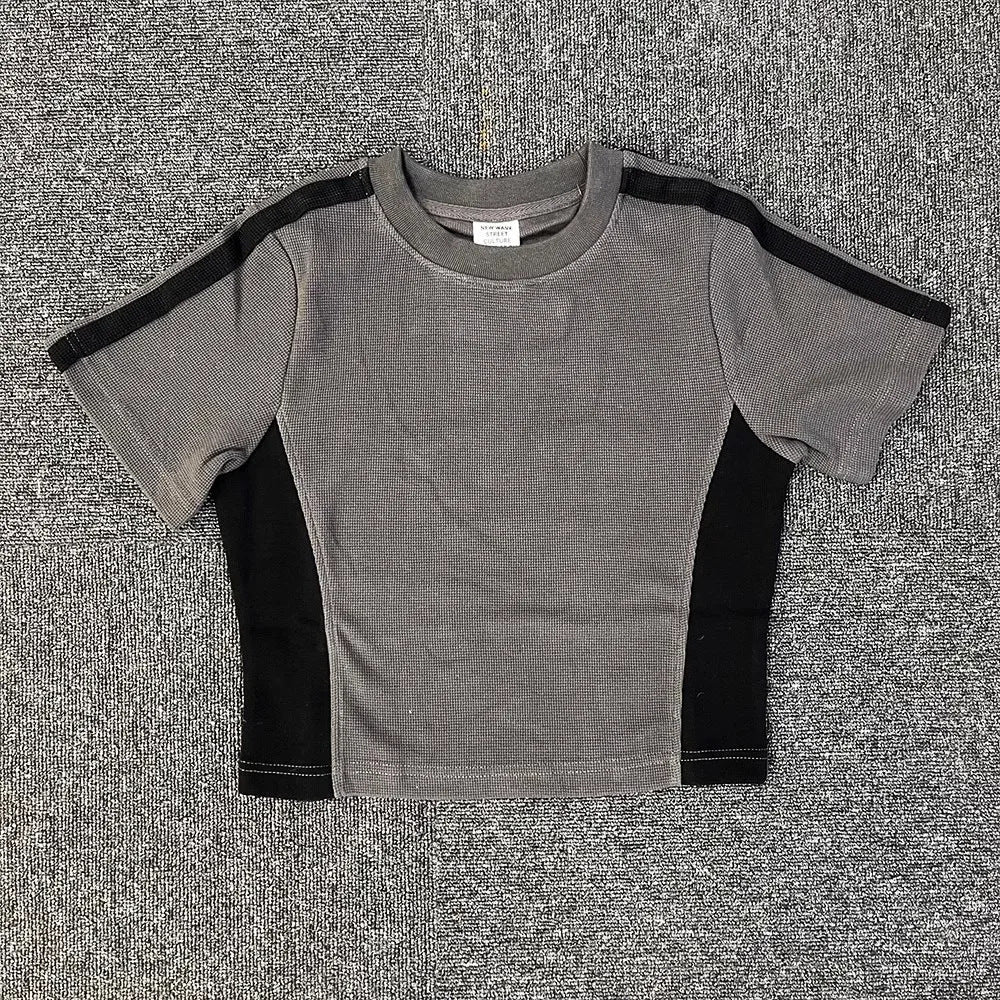 Women's Casual Contrasting Motorcycle Slimming Short Sleeved Top