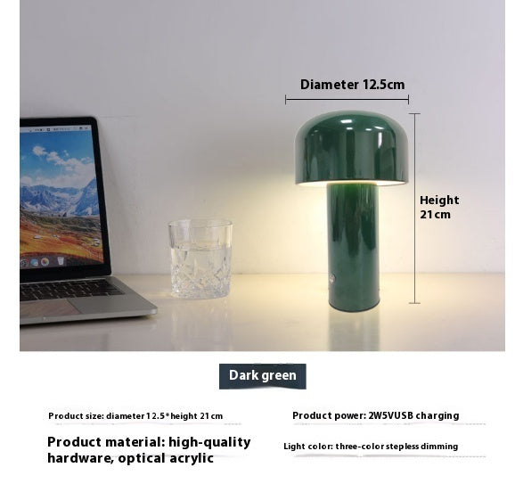 Designer Mushroom Table Lamp Night Light Portable Cordless Touch Rechargeable Decor Lamp USB Bedside Lamp Desktop Lamp