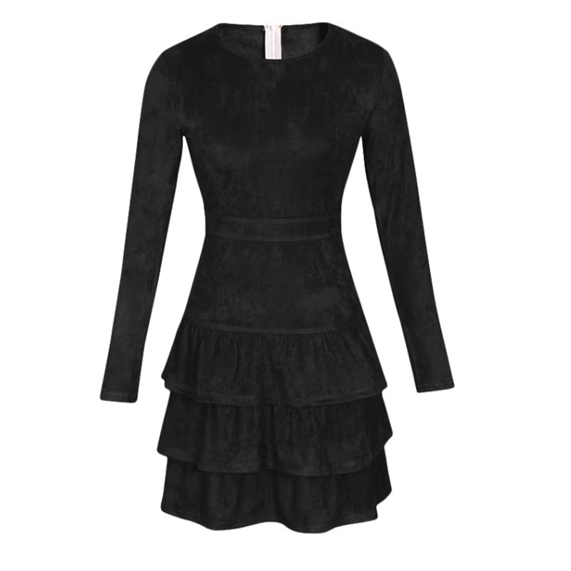 Women's New High Waisted Elastic Suede Dress