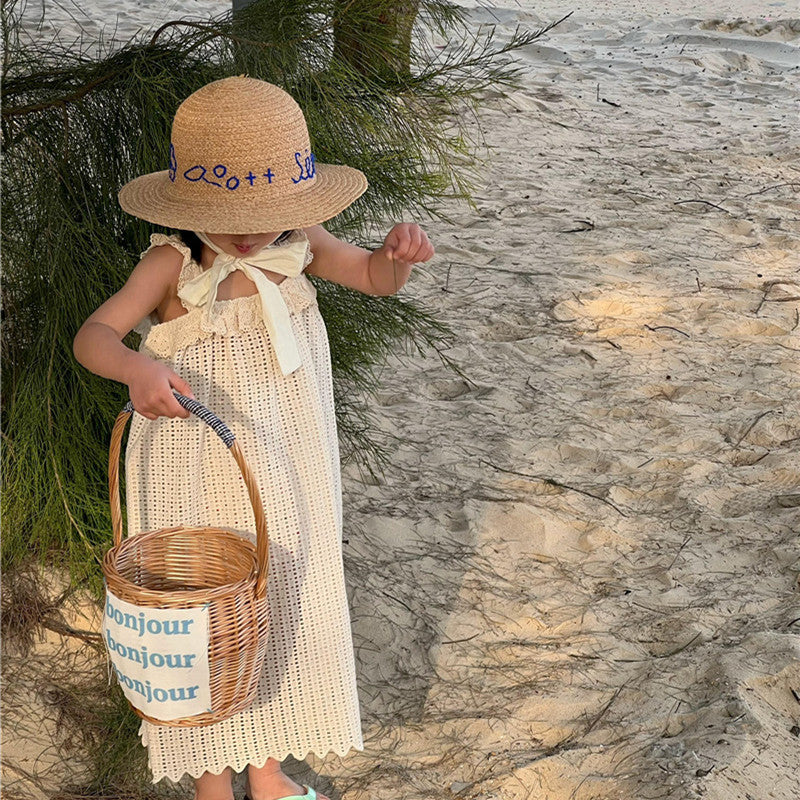 Hollowed Out Lace Suspender Dress