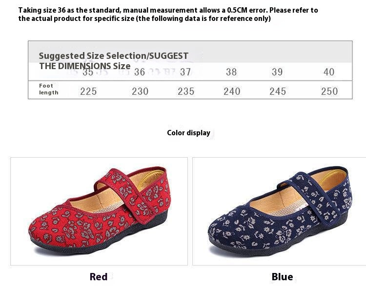 Middle-aged And Elderly Mother Comfortable Flat Soft Bottom Cloth Shoes