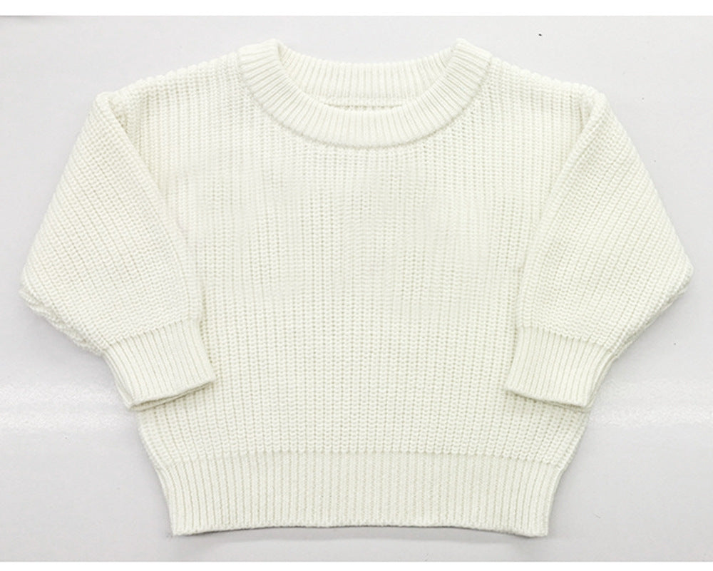 Infant Toddler Cotton Knitted Round Neck Base Sweater