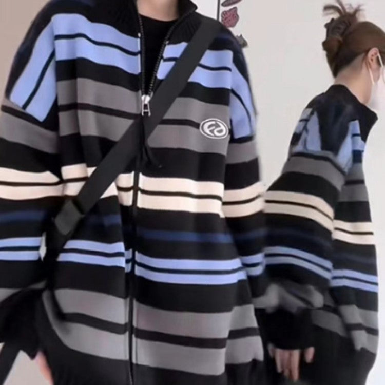 Striped Sweater Casual All-match Loose Sweater